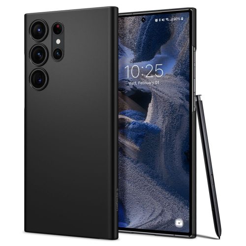 Samsung Galaxy S23 Ultra SM-S918, plastový zadný kryt, Spigen Airskin, ultratenký, čierny