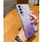 Xiaomi Redmi 9T, silikónové puzdro, stredne odolné proti nárazu, s remienkom na zápästie, farebný prenos, lesklý vzor, Wooze Strap Star, vzorovaný/fialový