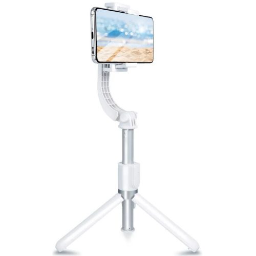 Selfie tyč 3v1, 19 - 86 cm, 360° rotácia, tlačidlo uzávierky, bluetooth, v4.0, funkcia statívu, gimbal, SSTR-L08, biela