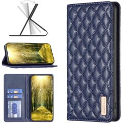   Samsung Galaxy A73 5G SM-A736B, bočné otváracie puzdro, stojan s držiakom na karty, 3D diamantový vzor, Wooze Pillow, modré