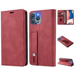   Apple iPhone 12 Pro Max, Puzdro s bočným otváraním, stojan, držiak na karty, remienok na zápästie, Wooze Business Plus, červené