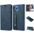 Samsung Galaxy A02 SM-A022F, puzdro s bočným otváraním, stojan, držiak na karty, remienok na zápästie, Wooze Business Plus, modré