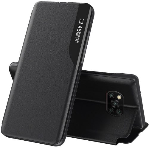 Xiaomi Redmi Note 12 5G / Poco X5 5G, bočné otváracie puzdro, stojan s indikátorom hovoru, Wooze FashionBook, čierna