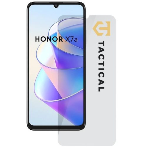 Huawei Honor X7a, ochranná fólia na displej, odolná proti nárazom (NEohýba sa na zakrivenej časti!), tvrdené sklo, taktický sklenený štít 2,5D, číra