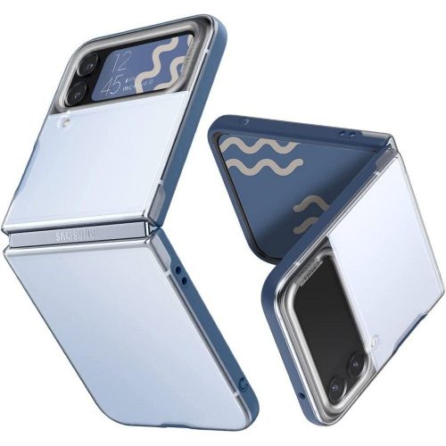 Samsung Galaxy Z Flip4 SM-F721B, silikónová ochrana displeja + plastový zadný kryt, stredne odolný proti nárazu, Spigen Ciel Cyril Color Brick, priesvitný/modrý