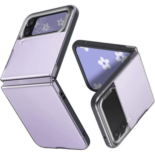Samsung Galaxy Z Flip4 SM-F721B, silikónová ochrana displeja + plastový zadný kryt, stredne odolný proti nárazu, Spigen Ciel Cyril Color Brick, priesvitná/čierna