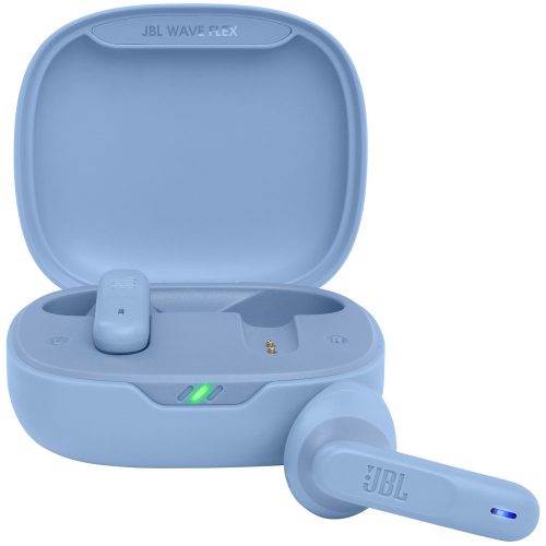 Bluetooth stereo slúchadlá, v5.2, TWS, nabíjací dok, vodotesné, JBL Wave Flex, modré