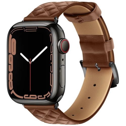 Apple Watch 1-6, SE (38/40 mm) / Watch 7-8 (41 mm), kožený remienok, diamantový vzor, Hoco WA18, hnedá