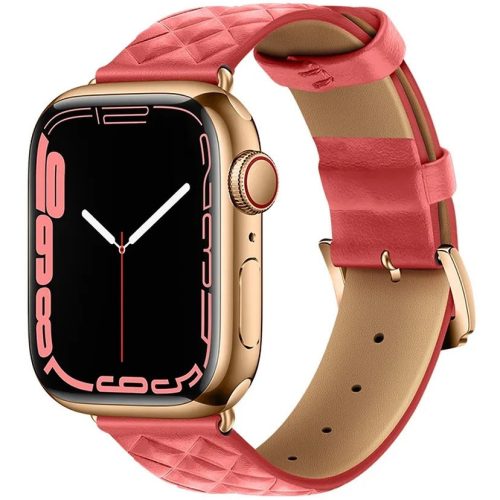 Apple Watch 1-6, SE (38/40 mm) / Watch 7-8 (41 mm), kožený remienok, diamantový vzor, Hoco WA18, ružová