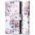 Xiaomi Redmi 12 4G / 12 5G / Note 12R, bočné otváranie puzdra, stojan, magnet so sponou, kvetinový vzor, TP Wallet Blossom Flower, biela/farba