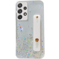   Apple iPhone 15 Pro Max, Silikónové puzdro, stredne odolné proti nárazu, s remienkom na zápästie, farebne priehľadné, lesklý vzor, Wooze Strap Star, vzorované/biele