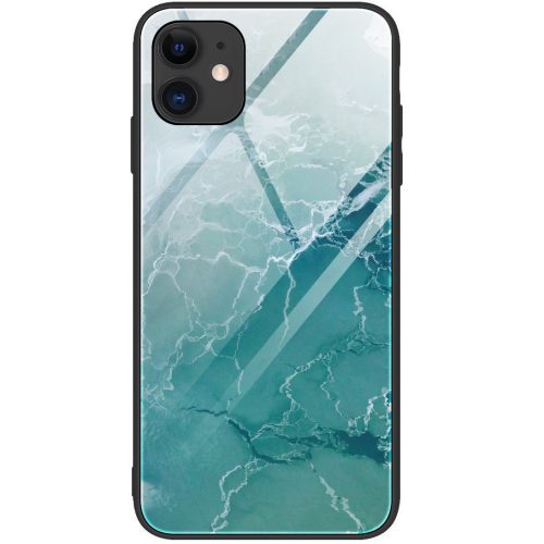 Apple iPhone 15 Pro Max, Silikónová ochrana displeja, zadná strana z tvrdeného skla, mramorový vzor, Wooze FutureCover, svetlozelená