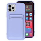 Apple iPhone 15 Plus, Silikónové puzdro s držiakom kariet, Slot na karty Wooze, fialové