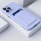 Apple iPhone 15 Plus, Silikónové puzdro s držiakom kariet, Slot na karty Wooze, fialové