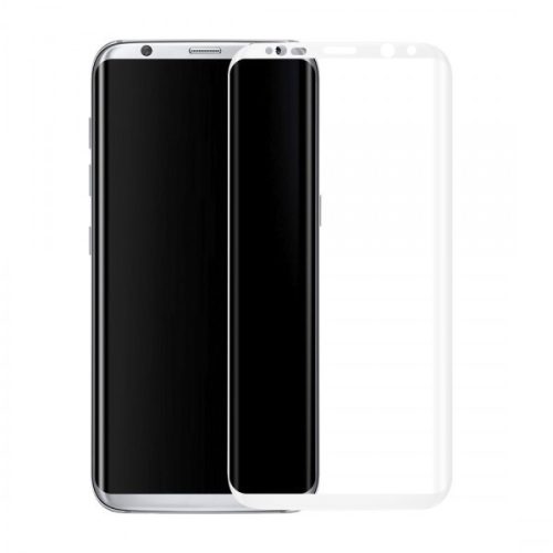 Samsung Galaxy S8 SM-G950, Ochranná fólia na displej, Fólia odolná voči nárazom (aj pre zakrivenú časť!), Tvrdené sklo, biela