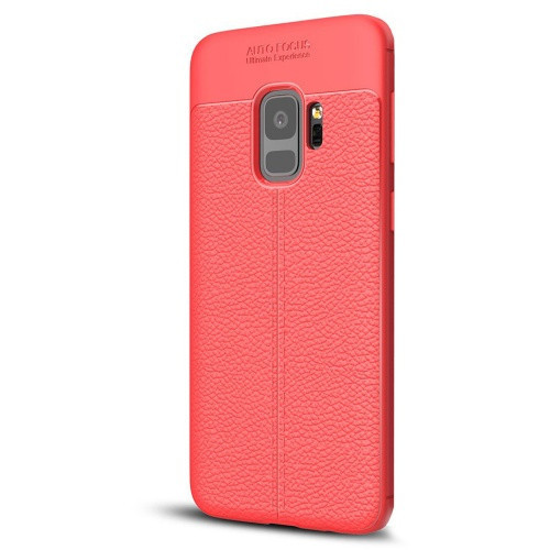 Nokia 8, silikónové puzdro TPU, kožený efekt, vzor švov, červené