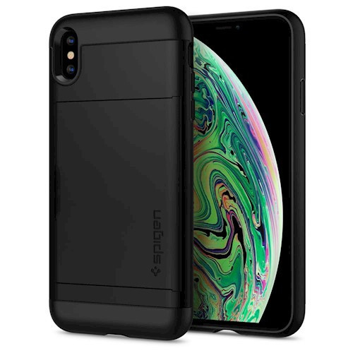 Apple iPhone XS Max, TPU silikónové puzdro s plastovým chrbtom, Spigen Slim Armor CS, čierne