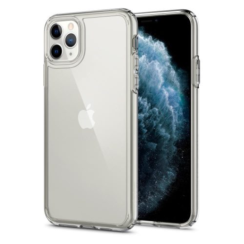 Apple iPhone 11 Pro, Plastový zadný kryt + silikónový rám, Spigen Ultra Hybrid, číry