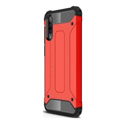 Motorola One Action, plastový zadný kryt, Defender, metalický efekt, červená