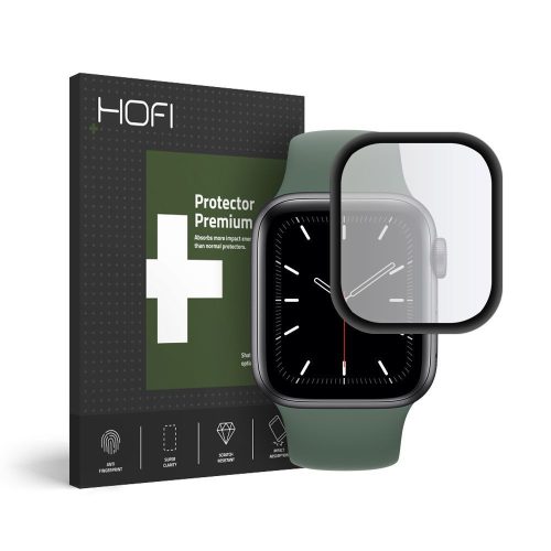 Apple Watch 4-5 (40 mm), ochranná fólia na displej, odolná voči nárazom (neohýba sa ani na zakrivenej časti!), tvrdené sklo, hybridné sklo, čierna