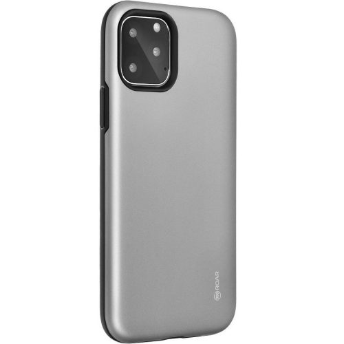 Samsung Galaxy M30 SM-M305F, silikónové puzdro s plastovým rámom, stredne odolné proti nárazu, Roar Rico Armor, sivá farba