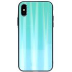 Huawei P40, silikónové ochranné puzdro, zadná strana z tvrdeného skla, Aurora Glass, mätová