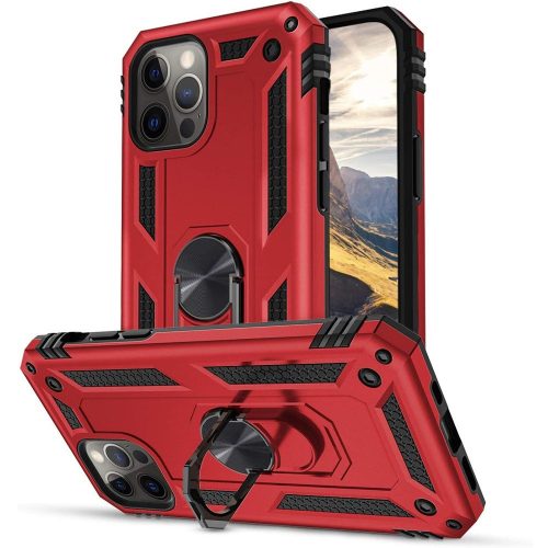 Huawei Mate 40 Pro, Plastový zadný kryt, stredne odolný proti nárazu, silikónová vnútorná strana, krúžok držiaka telefónu, Defender, červená farba