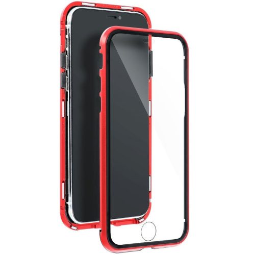 Samsung Galaxy Note 20 Ultra / 20 Ultra 5G SM-N985 / N986, hliníkový magnetický ochranný kryt s predným a zadným sklom, Magnetic Full Glass, transparentný/červený