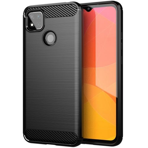 LG Q8 (2018), silikónové puzdro, stredne odolné voči nárazom, vzor brúsený uhlík, čierne