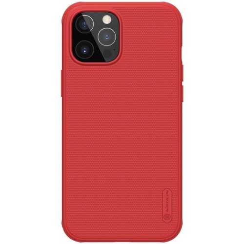 Apple iPhone 12 Pro Max, plastový zadný kryt, silikónový rám, roh so vzduchovým tlmením, Nillkin Super Frosted Pro, červená