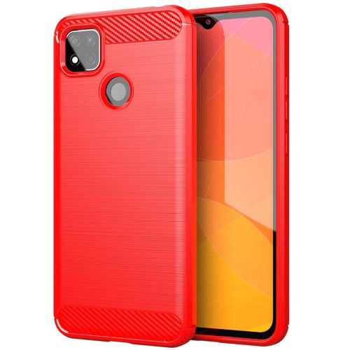 Xiaomi Poco M3, silikónové puzdro, stredne odolné proti nárazu, vzor brúsený karbón, červené