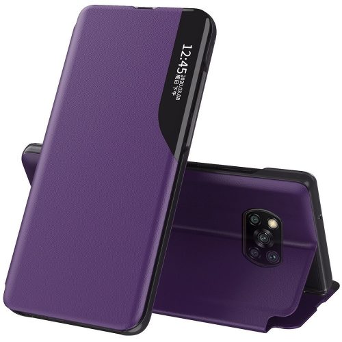 Samsung Galaxy S21 5G SM-G991, puzdro s bočným otváraním, stojan s indikátorom hovoru, Wooze FashionBook, fialová