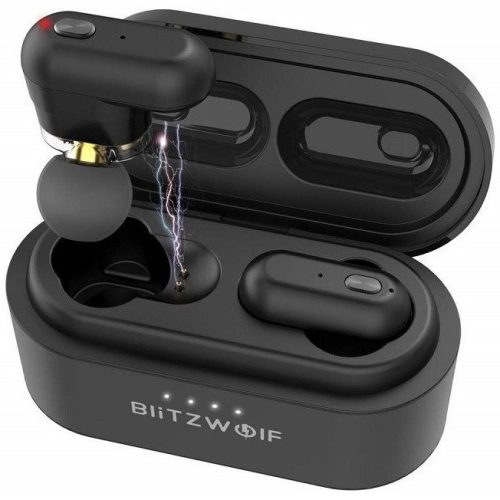 Stereo slúchadlá Bluetooth, v5.0, TWS, nabíjací dok, funkčné tlačidlo, potlačenie hluku, vodotesné, BlitzWolf BW-FYE7, čierna