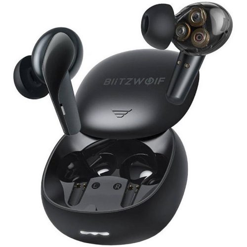 Bluetooth stereo slúchadlá, v5.0, TWS, nabíjací dok, dotykové ovládanie, vodotesné, odporúčané pre hráčov, BlitzWolf BW-FYE15, čierne