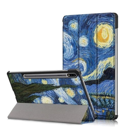 Samsung Galaxy Tab S7 11.0 / Tab S8 11.0, puzdro na priečinky, vzor hviezdnej noci, Trifold, modré/farebné