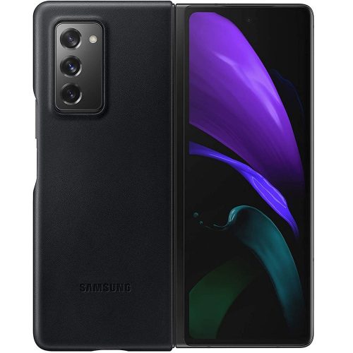 Samsung Galaxy Fold SM-F900F, plastový zadný kryt, kožený zadný kryt, čierny, z výroby