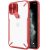 Apple iPhone 12 Mini, Plastový chrbát + silikónový rám, stredne odolný proti nárazu, so stojanom, ochrana fotoaparátu, Nillkin Cyclops, priesvitná/červená