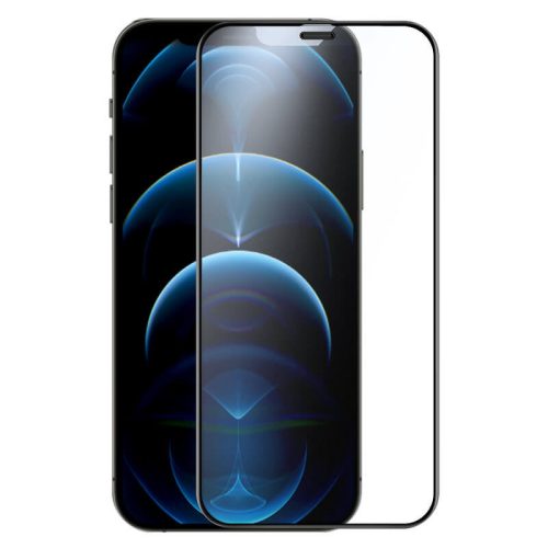 Apple iPhone 12 Mini, Ochranná fólia na displej, Fólia odolná proti nárazu (aj pre zakrivenú časť!), Tvrdené sklo, Celoplošné lepidlo, Matné, Nillkin, Mlhové zrkadlo, čierna