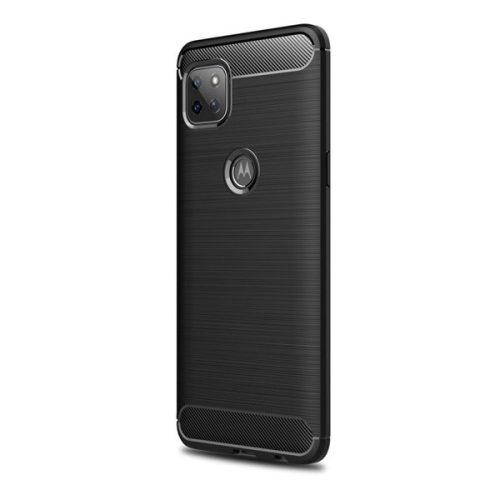 Motorola Moto G 5G, silikónové puzdro, stredne odolné proti nárazu, kartáčované, karbónový vzor, čierne