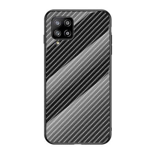 Samsung Galaxy A42 5G / M42 5G SM-A426B / M426B, silikónový ochranný kryt displeja, zadná strana zo skla, karbónový vzor, čierna farba