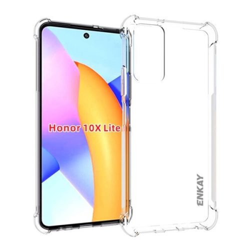 Huawei Honor 10X Lite, silikónové puzdro, stredne odolné voči nárazom, so vzduchovým vankúšom v rohu, Enkay, priehľadné