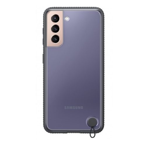 Samsung Galaxy S21 5G SM-G991, silikónové puzdro, priehľadná zadná strana, nárazuvzdorný rám, čierne, z výroby