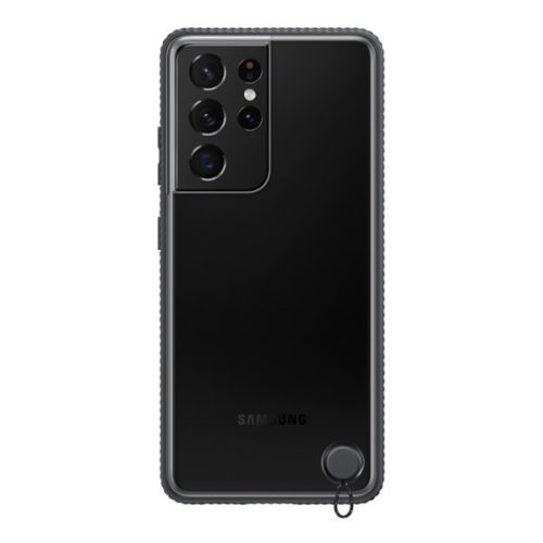 Samsung Galaxy S21 Ultra 5G SM-G998, silikónové puzdro, priehľadná zadná strana, nárazuvzdorný rám, čierne, z výroby