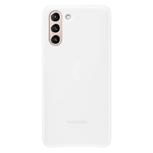 Samsung Galaxy S21 5G SM-G991, Plastový zadný kryt, ultratenký, LED svetlo, biely, továrenský