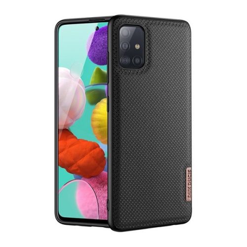 Samsung Galaxy A51 SM-A515F, Plastový zadný kryt + silikónový rám, zadný kryt z reflexnej tkaniny, mriežkový vzor, Dux Ducis Fino, čierna farba