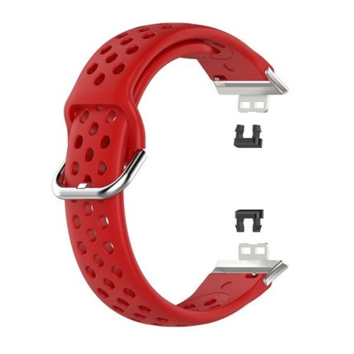 Huawei Watch Fit, silikónový zadný remienok, perforovaný, priedušný, červený