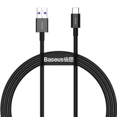 Nabíjací a dátový kábel USB, USB Type-C, 200 cm, 6000 mA, 66 W, s ochranou proti zlomeniu, rýchle nabíjanie, Baseus CATYS-A01, čierny