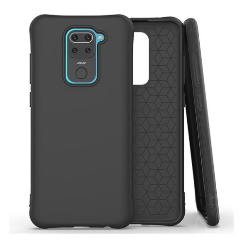Xiaomi Redmi Note 9 / Redmi 10X 4G, silikónové puzdro, stredne odolné proti nárazu, roh s nadvihnutím, matné, čierne