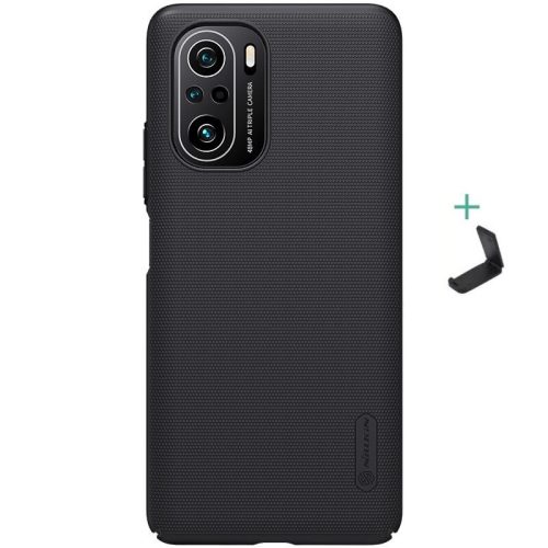 Xiaomi Redmi K40 / K40 Pro / K40 Pro Plus / Mi 11i / Poco F3, Plastový zadný kryt so stojanom, Nillkin Super Frosted, čierny