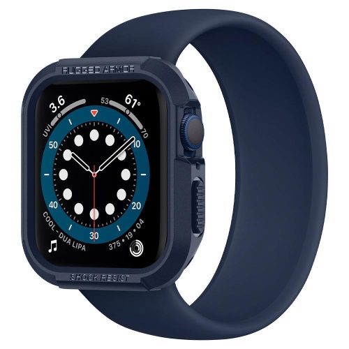 Apple Watch 4-6, SE (44 mm), Watch 7 (45 mm), Silicone Shockproof, Strapless, Spigen Rugged Armor, Navy Blue